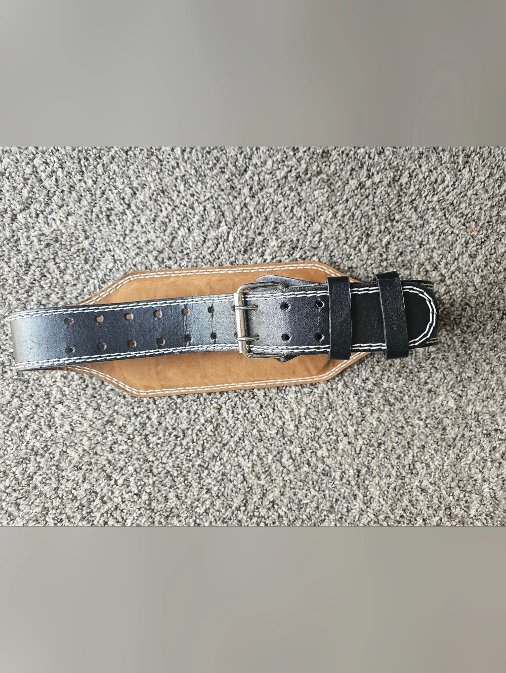TRY & DO Black Leather Weightlifting Belt